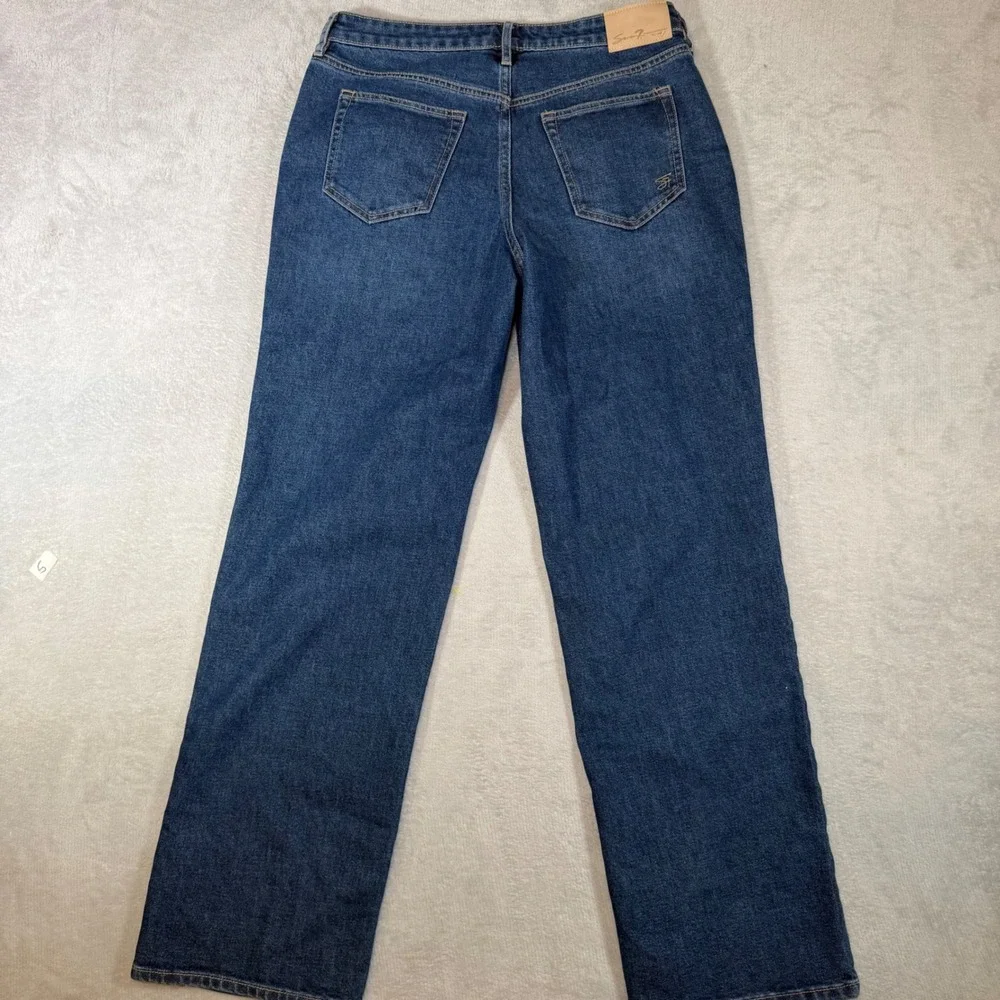 Seven7 Loose Straight Leg‎ Jeans Womens Size 4 Dark Wash Denim Stretch Blue